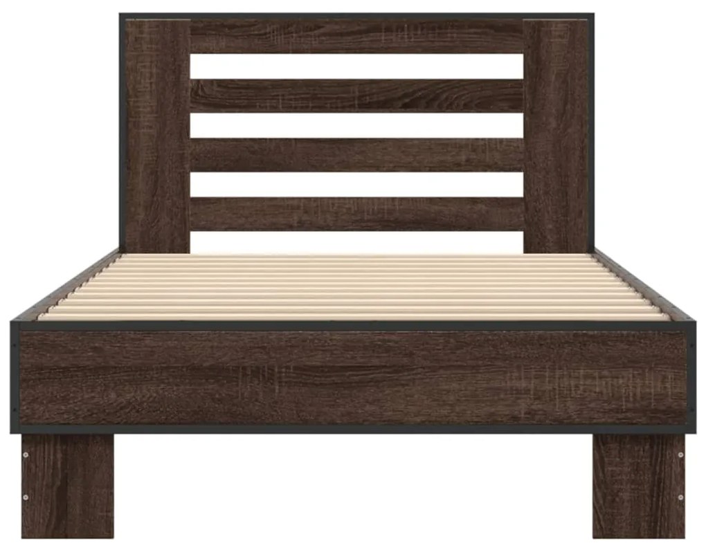 Estrutura de cama derivados de madeira/metal carvalho castanho