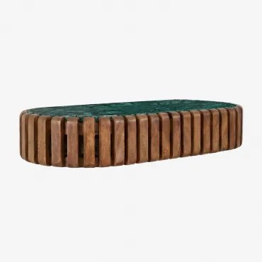 Consola De Entrada De Parede 90x40 Cm Em Madeira De Manga E Pedra Natural Bytum Mármore Verde Udaipur - Sklum