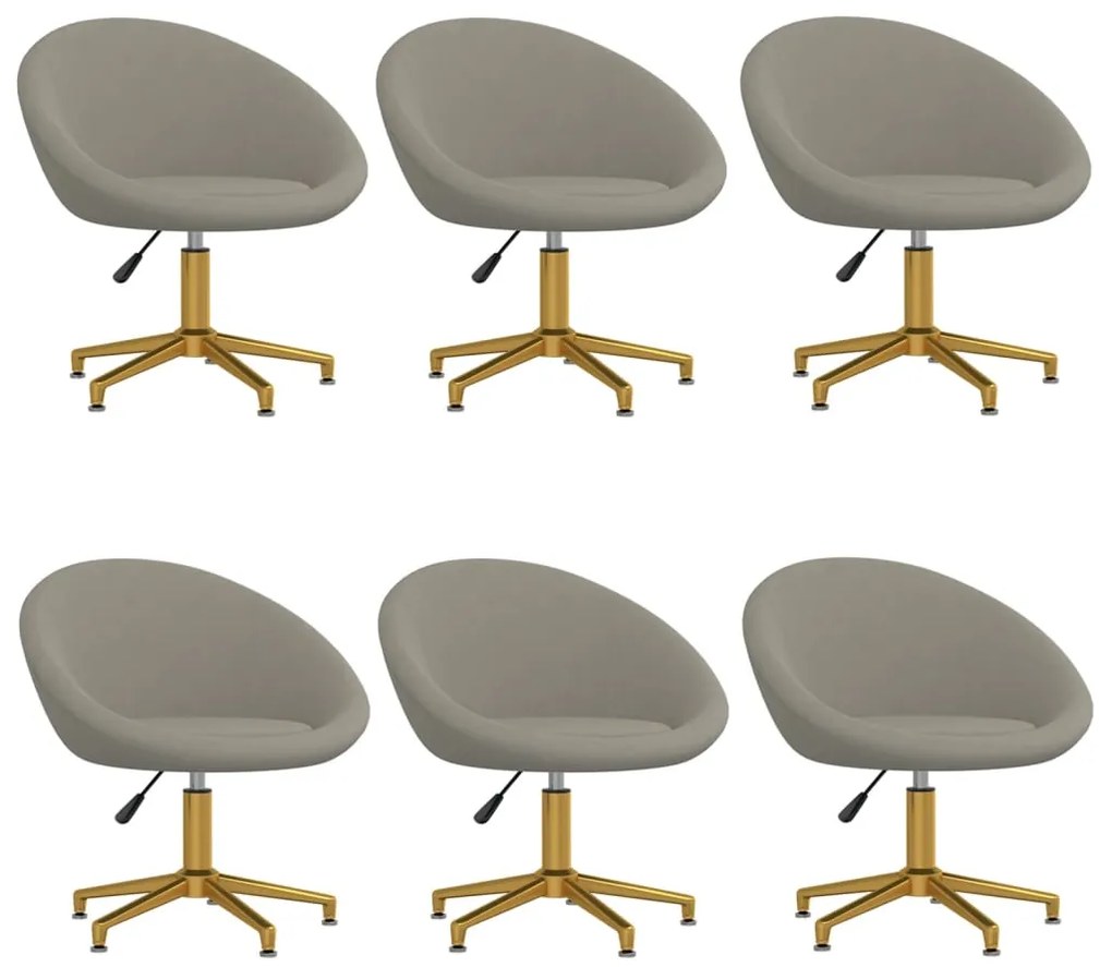 vidaXL Cadeiras de jantar 6 pcs veludo cinzento-claro