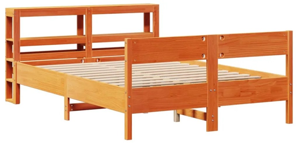 Cama sem colchão 140x200 cm madeira pinho maciça castanho-mel