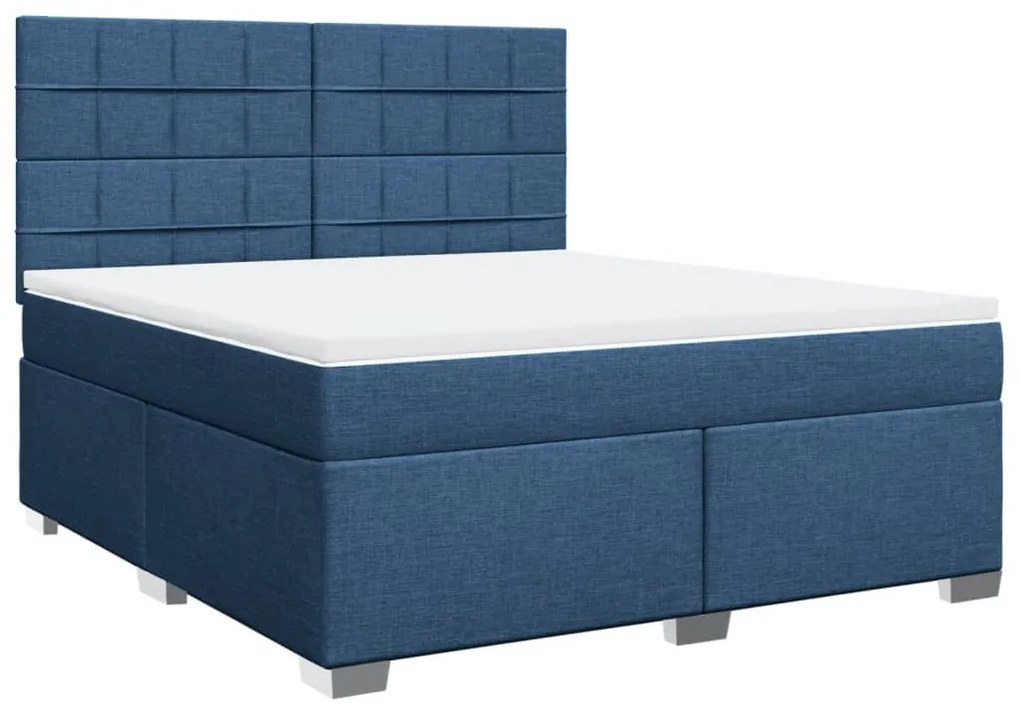 Cama com molas/colchão 180x200 cm tecido azul