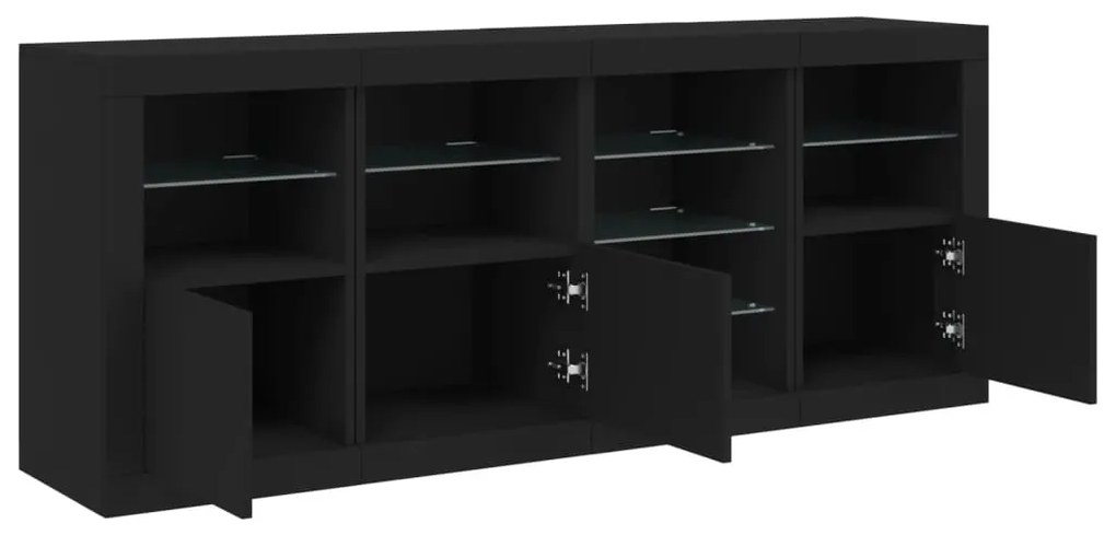 Aparador com luzes LED 164x37x67 cm preto