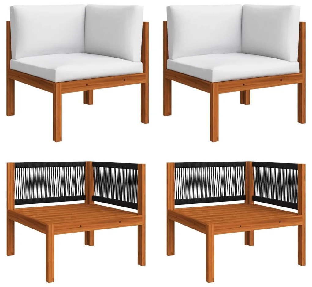 vidaXL Sofás de canto p/ jardim 2 pcs c/ almofadões acácia maciça