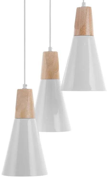 Candeeiro de teto para 3 lâmpadas em metal e madeira branco TICINO Beliani