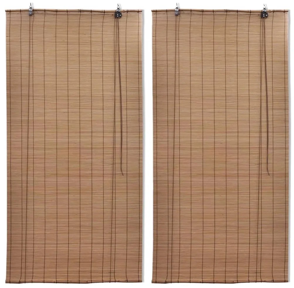 Estores de rolo em bambu 2 pcs 80 x 160 cm castanho