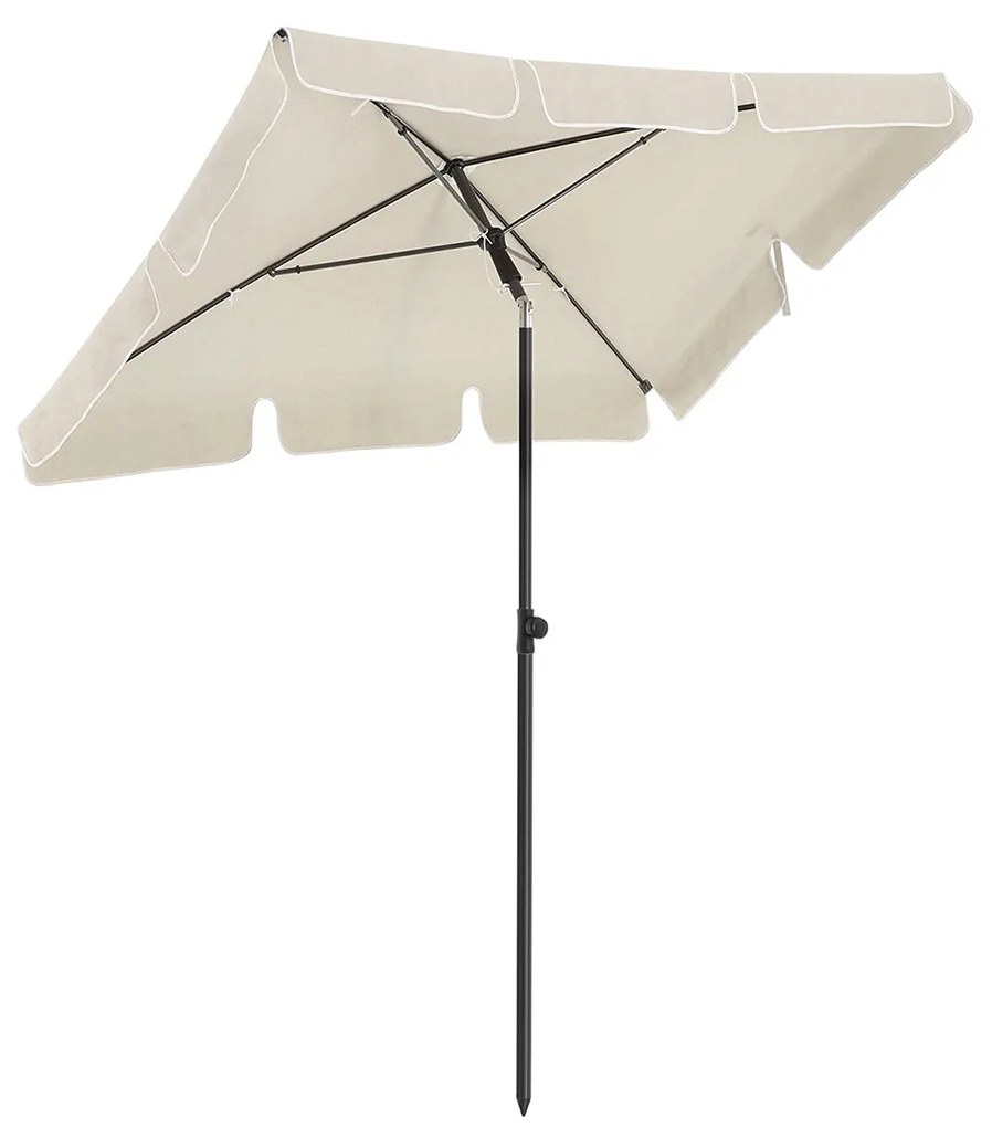 Guarda-sol retangular 1,8 x 1,25 m, UPF 50+, inclinável, PA, cor bege, c/ bolsa, sem base