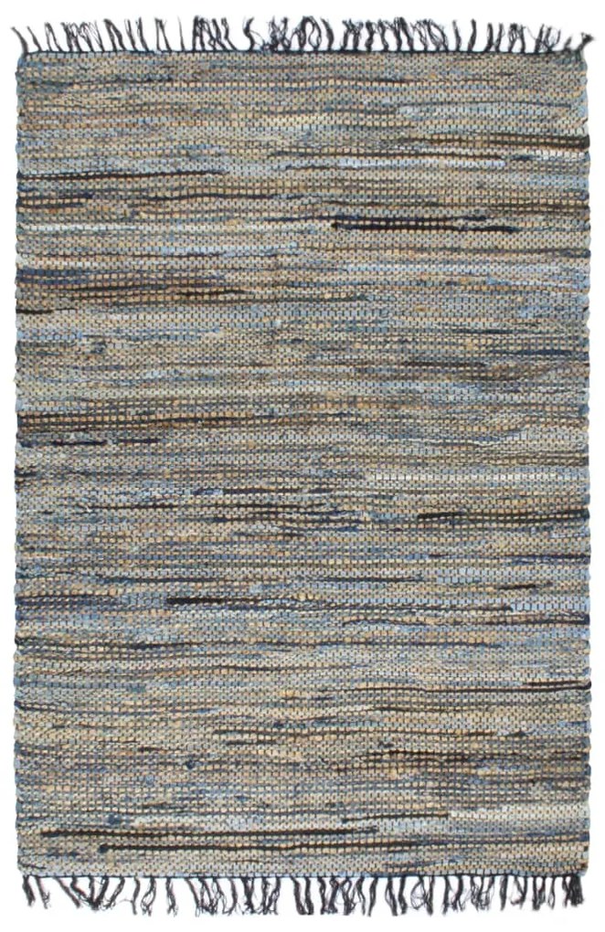 vidaXL Tapete chindi tecido à mão 120x170 cm denim e juta multicolor