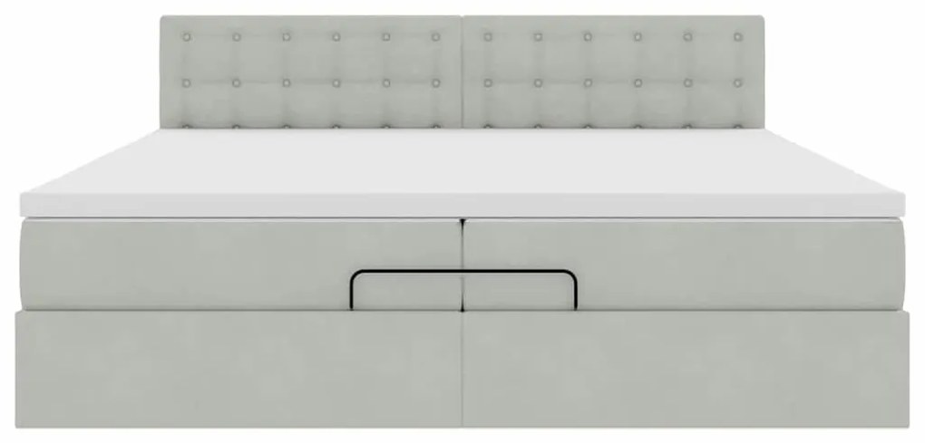 Estrutura de cama otomana com colchão 200x200 cm cinzento claro