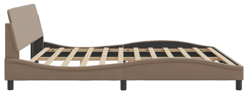 Estrutura cama cabeceira 200x200 cm couro artificial cappuccino