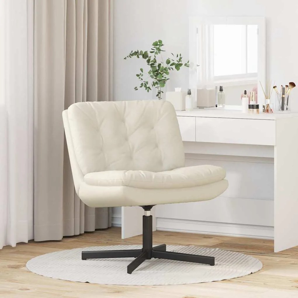 Cadeira Relaxante Giratória Creme 63 x 75 x 76 cm Veludo
