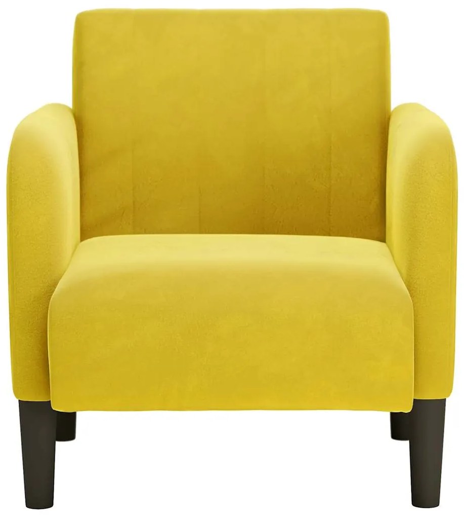 Poltrona com apoio de braços 54 cm veludo amarelo