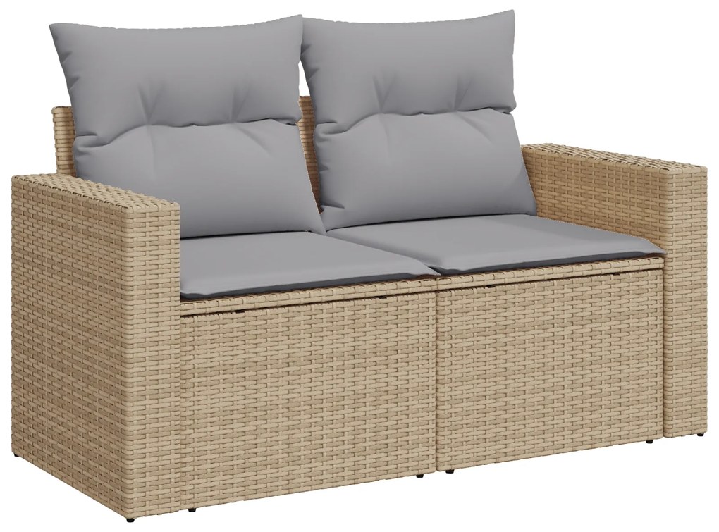 Conjunto de Sofá de Jardim vidaXL 9 Peças com Almofadas Bege Poliratan
