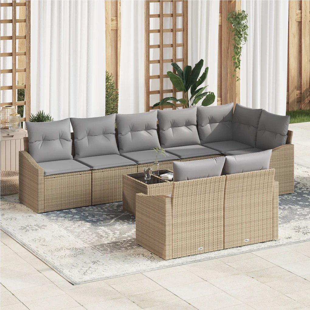 vidaXL Conjunto de Jantar de Jardim de 9 Peças com Almofadas Rattan Poliéster Preto