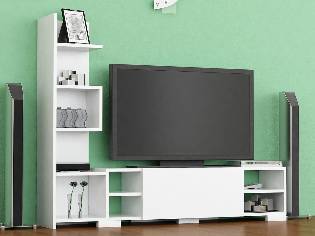 Móvel de TV Pera com Estante Incorporada – 160x29,5x120 cm – Branco -