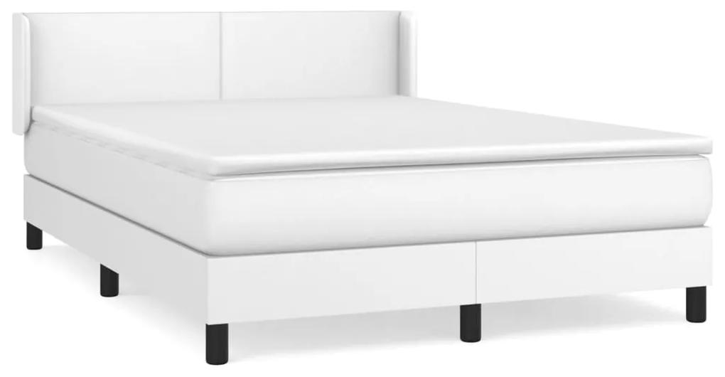 Cama com molas/colchão 140x190 cm couro artificial branco