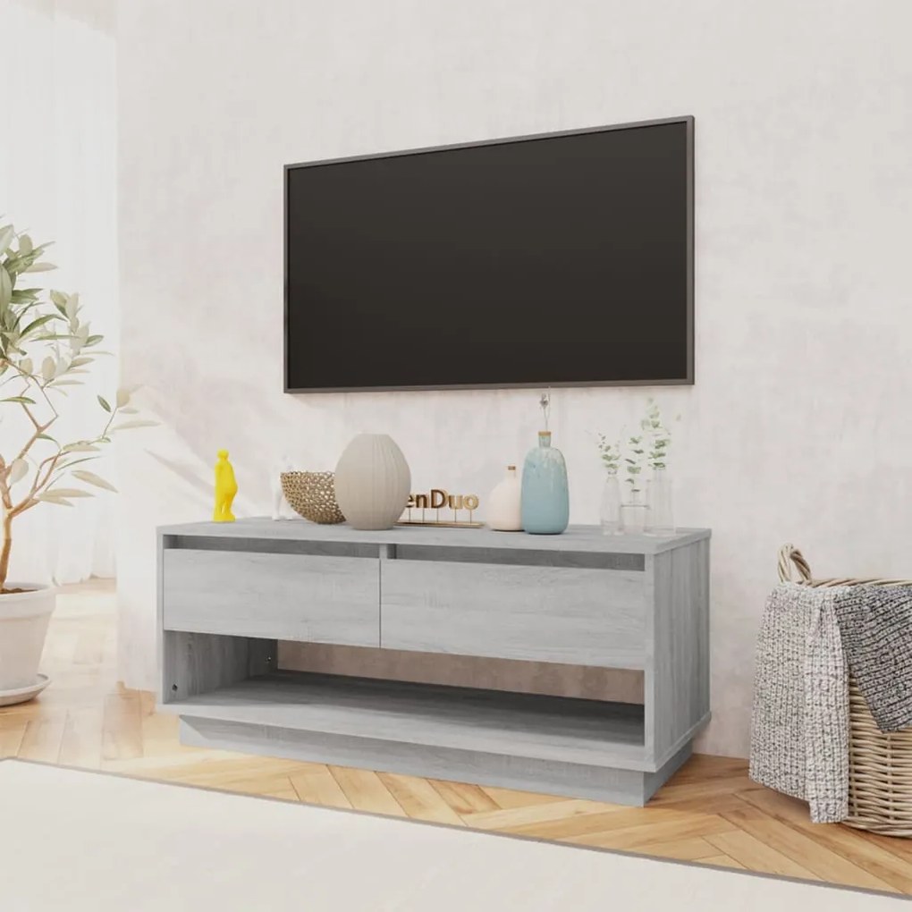 Móvel de TV 102x41x44 cm derivados de madeira cinzento sonoma