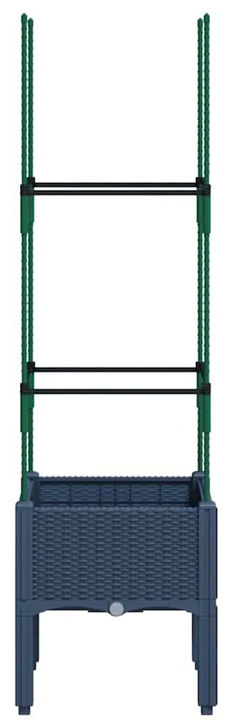 Vaso/floreira de jardim c/ treliça 40x40x142,5 cm PP cinzento azul