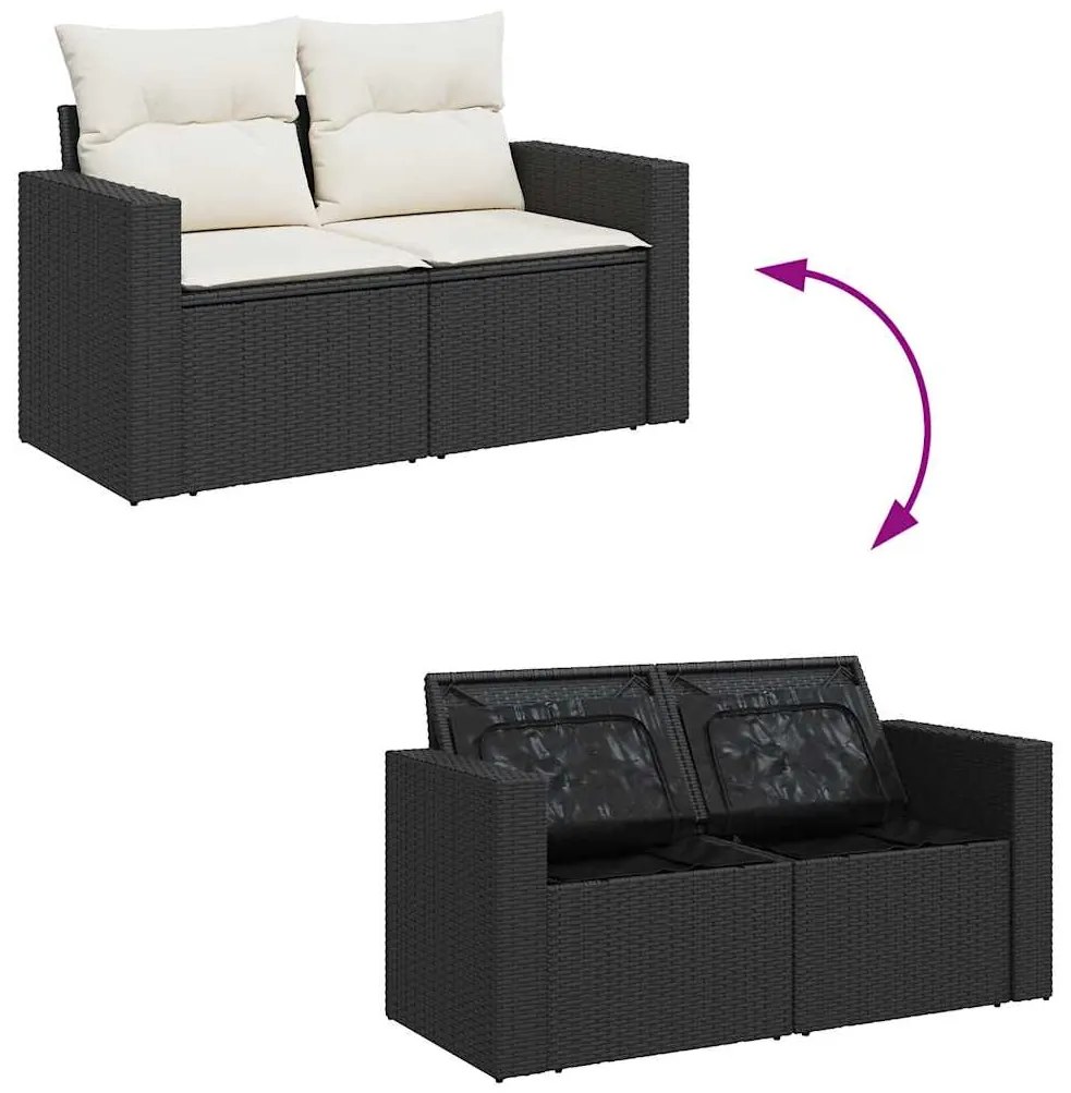 13 pcs conjunto de sofás de jardim com almofadões vime PE preto