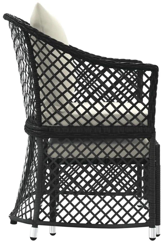 2 pcs conjunto lounge de jardim c/ almofadões vime PE preto