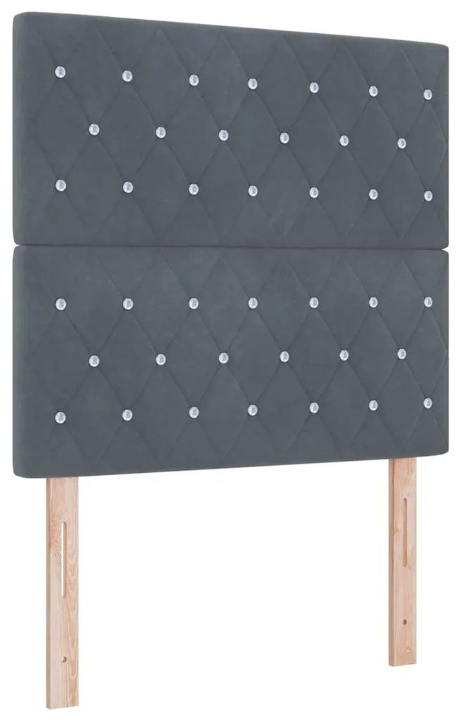 Cama Box Spring com Colchão e Banco Cinza Escuro 120x190 cm Veludo