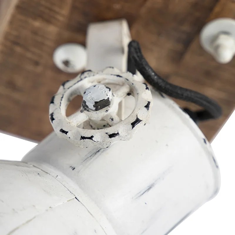 Projetores industriais branco com madeira de manga 18 cm - Mangoes