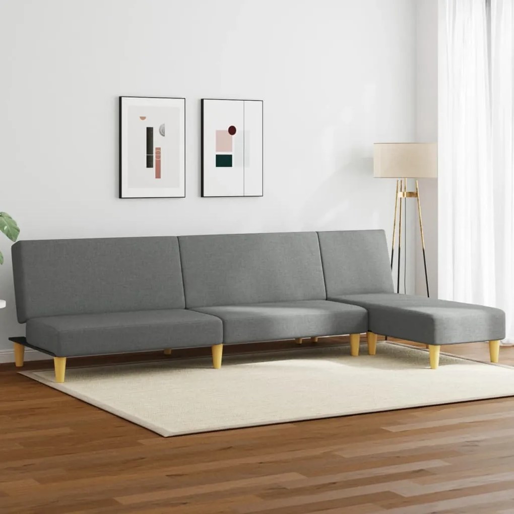 vidaXL 2 pcs conjunto de sofás tecido cinzento-escuro