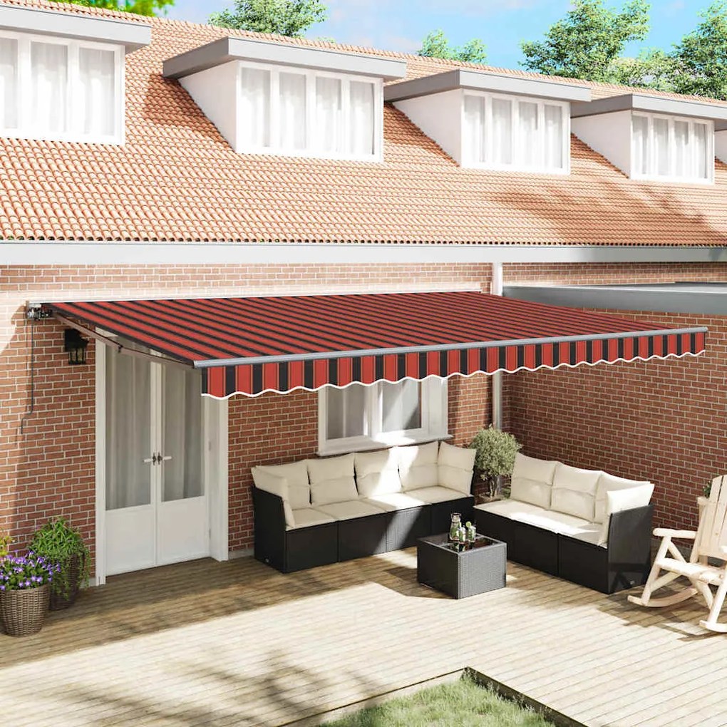 Toldo Retrátil Manual Laranja e Marrom 500x300 cm