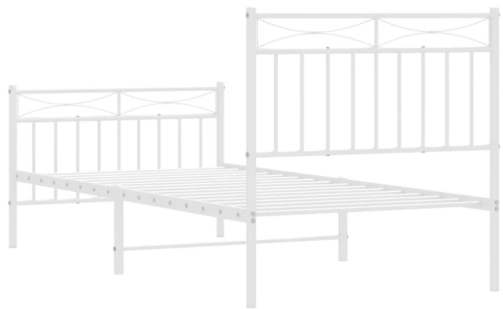 Estrutura de cama com cabeceira e pés 90x190 cm metal branco