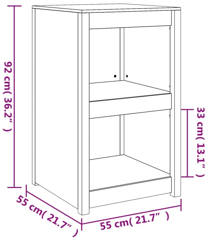 Armário de cozinha p/ exterior 55x55x92 cm pinho maciço branco