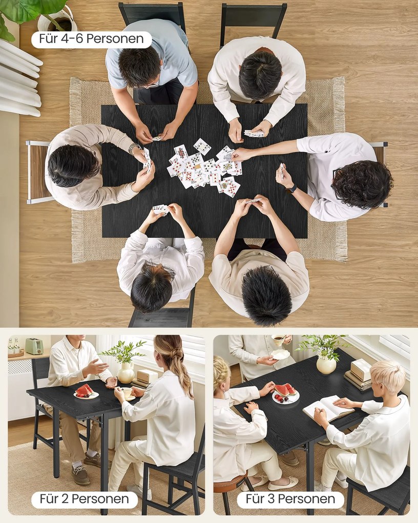 Mesa de jantar para 2-4 pessoas extensivel (CADEIRAS NÃO INCLUIDAS) 78 x 120 x 76,2 cm preto