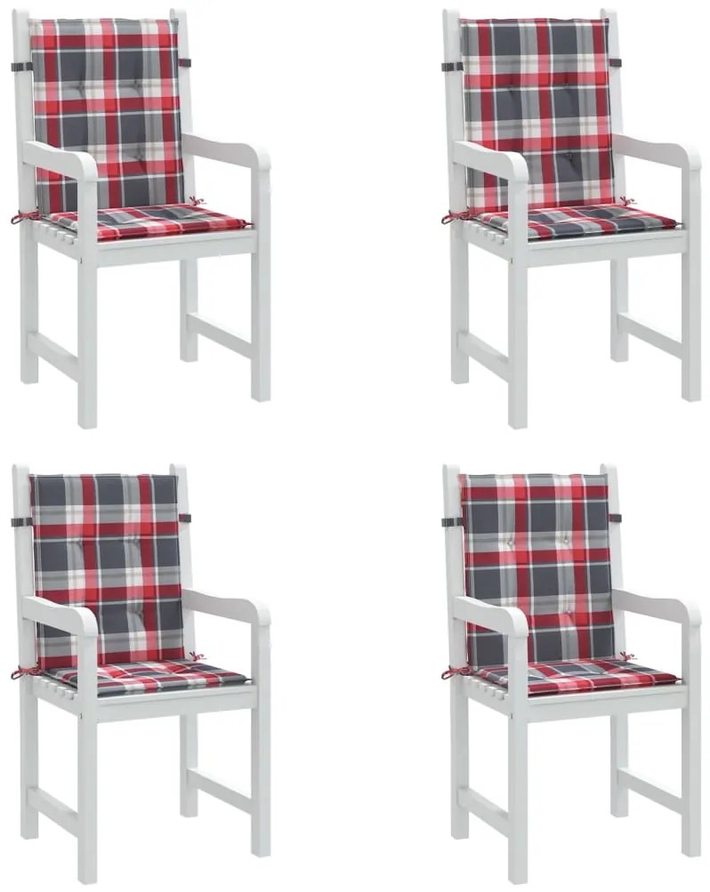 Almofadões lombares cadeiras jardim 4pcs oxford xadrez vermelho