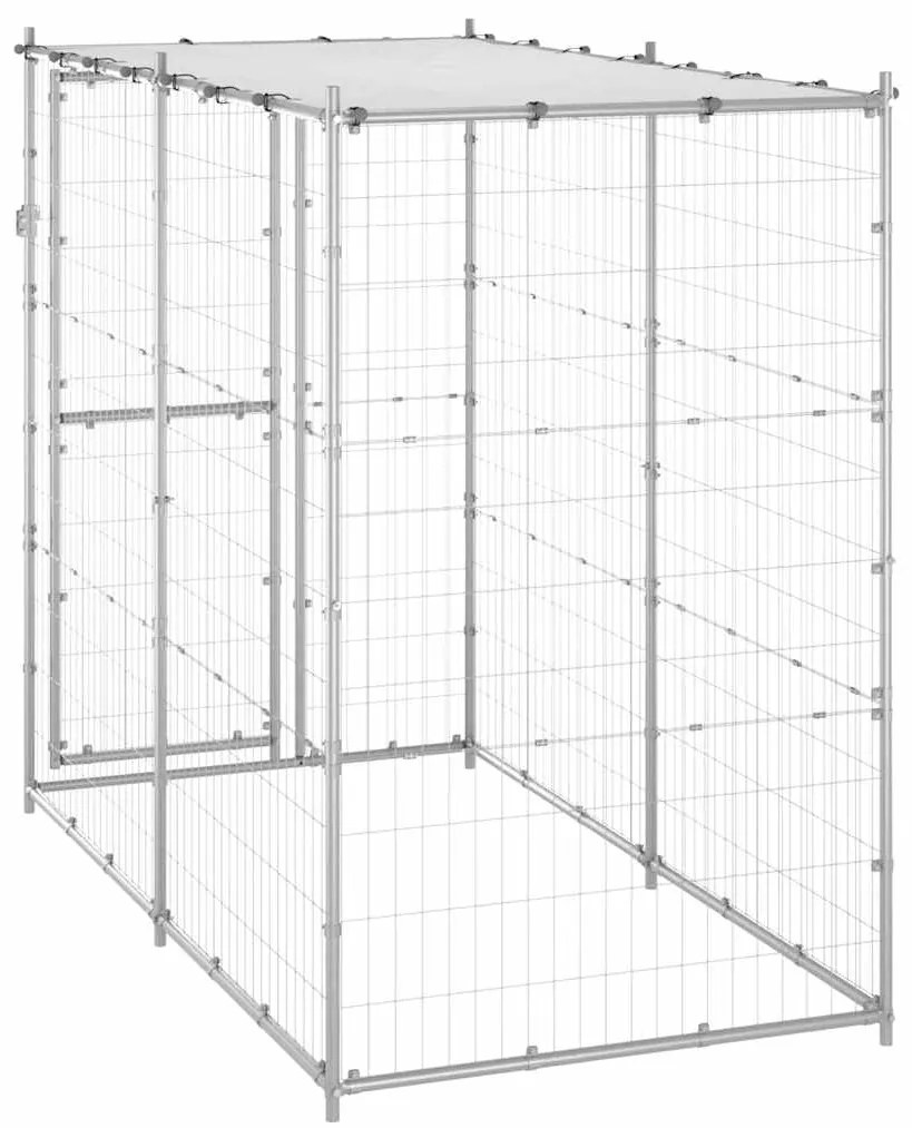 Canil de exterior com telhado 110x220x180 cm aço galvanizado