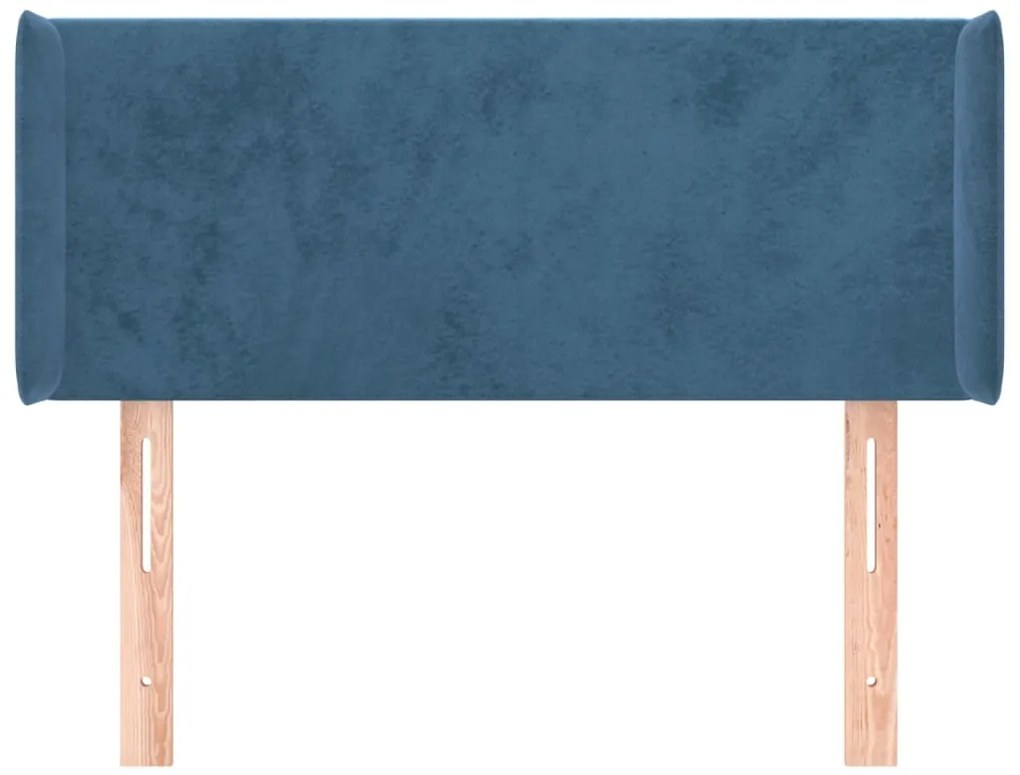 Cabeceira de cama c/ abas veludo 93x16x78/88 cm azul-escuro