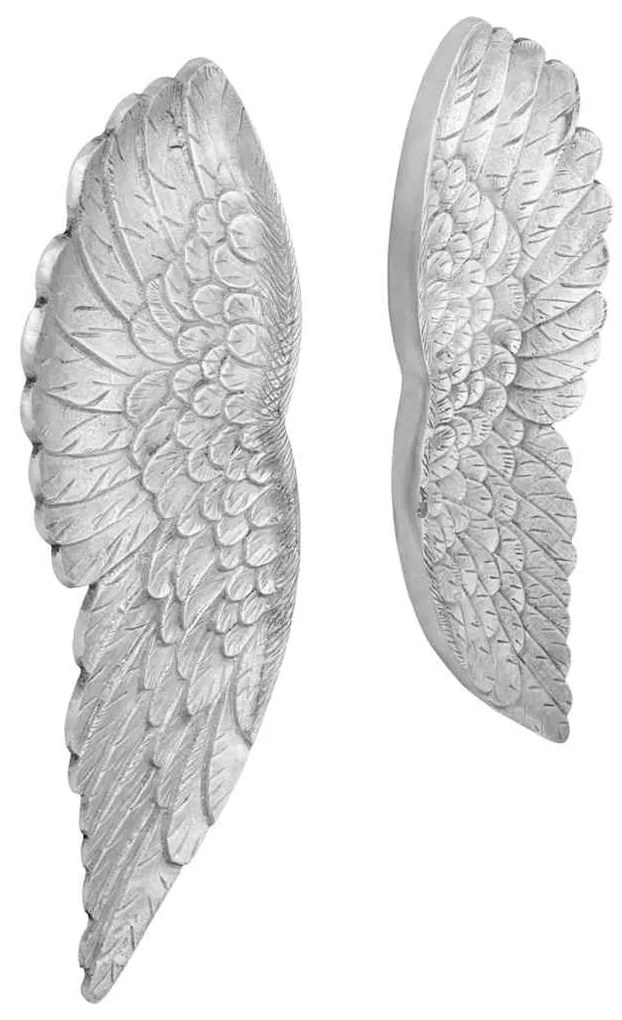 vidaXL Escultura de Asas Prateado 17 x 5 x 59 cm Alumínio