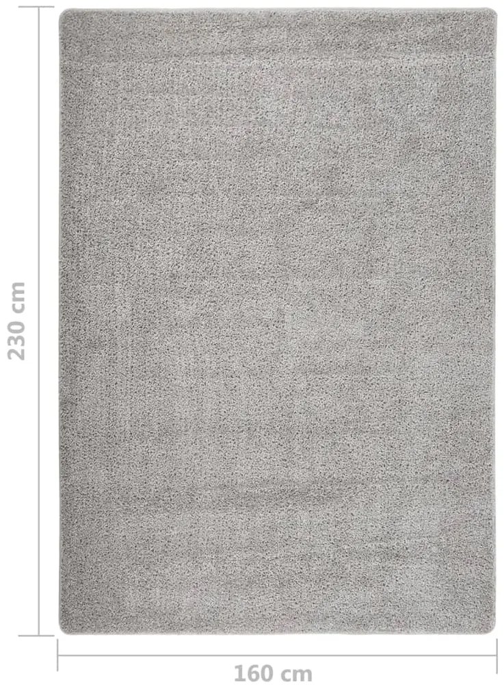 Tapete shaggy 160x230 cm antiderrapante cinzento-claro