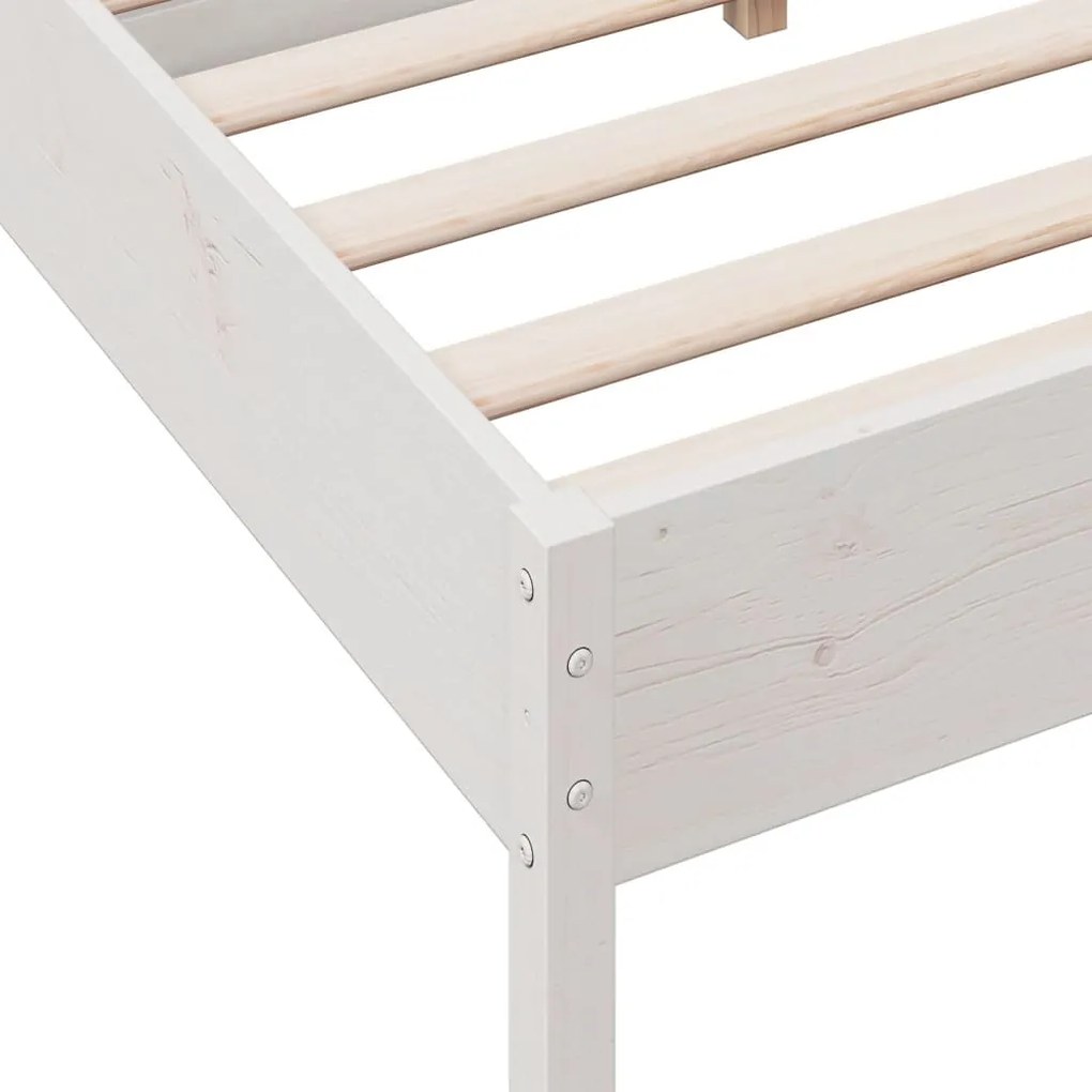 Cama sem colchão 135x190 cm madeira de pinho maciça branco