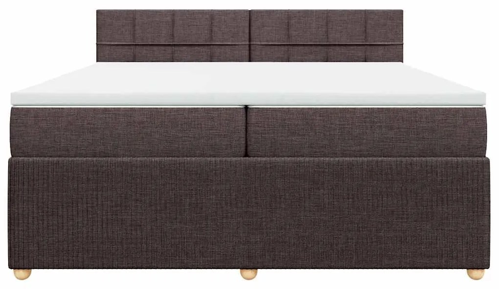 Cama com molas/colchão 200x200 cm tecido castanho-escuro