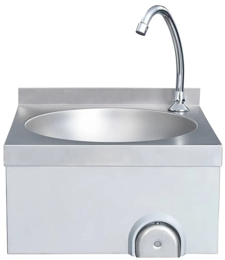 Lavatório com torneira aço inoxidável e dispensador de sabonete