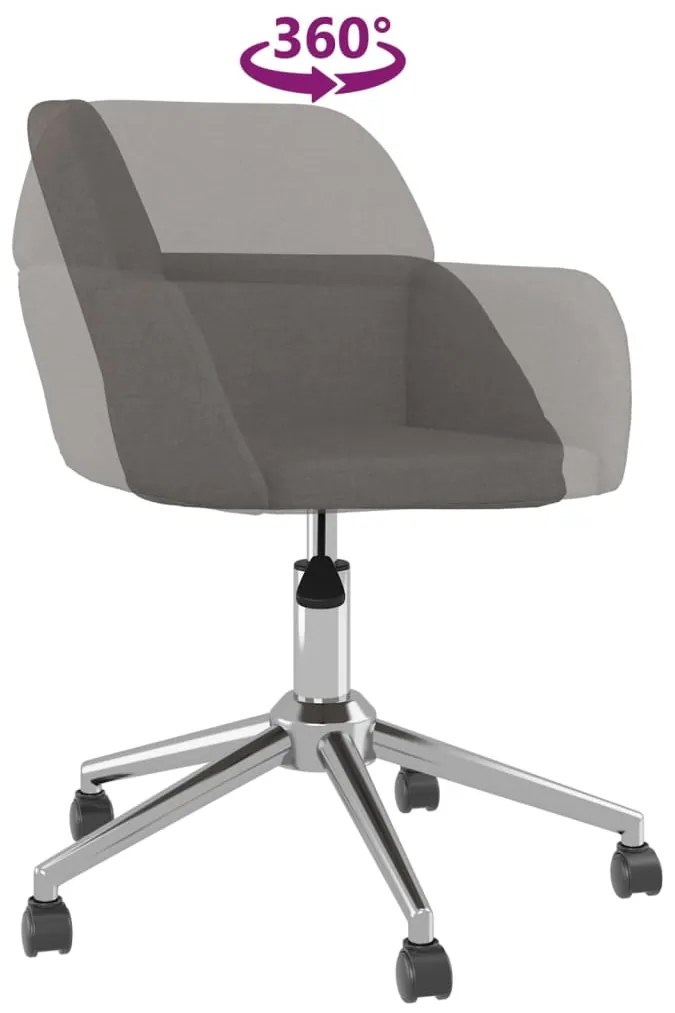 Cadeiras de jantar giratórias 2 pcs tecido cinzento-escuro