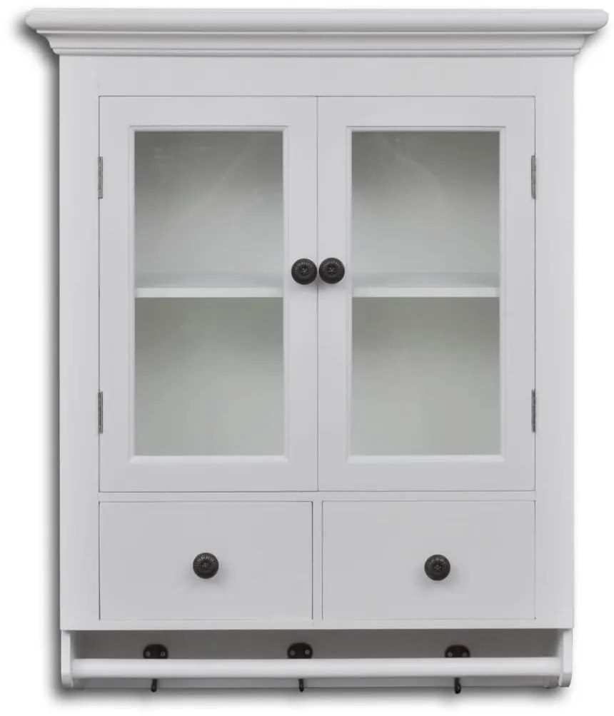 Armário de parede para cozinha com porta de vidro branco