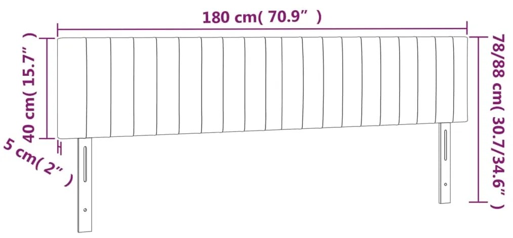 Cabeceira de cama c/ luzes LED veludo 180x5x78/88cm azul-escuro