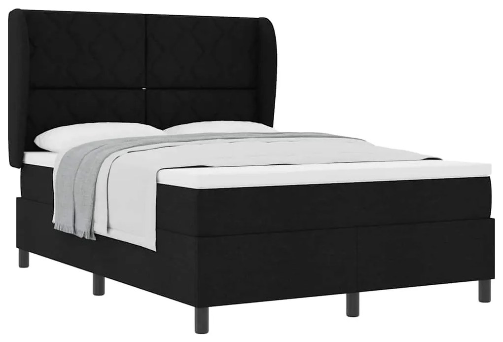 Cama Box com Colchão Preto, 160x200 cm de Tecido.