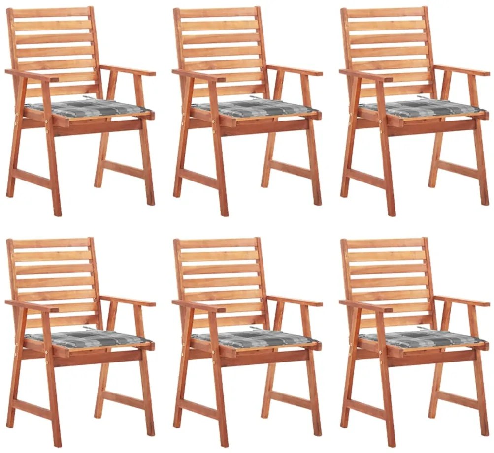 vidaXL Cadeiras de jantar p/ jardim 6 pcs c/ almofadões acácia maciça