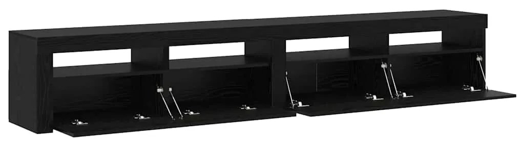 Armários de TV 2 pcs com Luzes LED Carvalho Preto Madeira Engenheirada