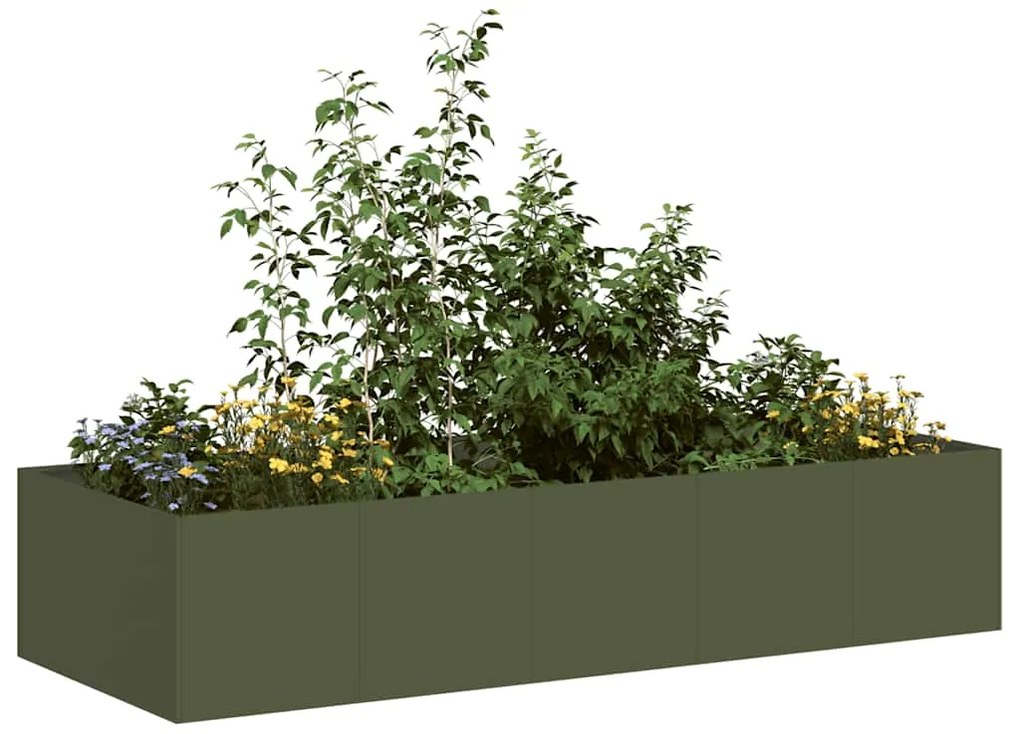 vidaXL Vaso floreira 200x80x40 cm aço verde azeitona