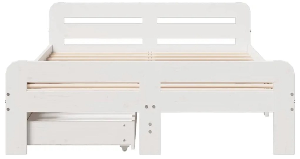 Cama sem colchão 135x190 cm madeira de pinho maciça branco