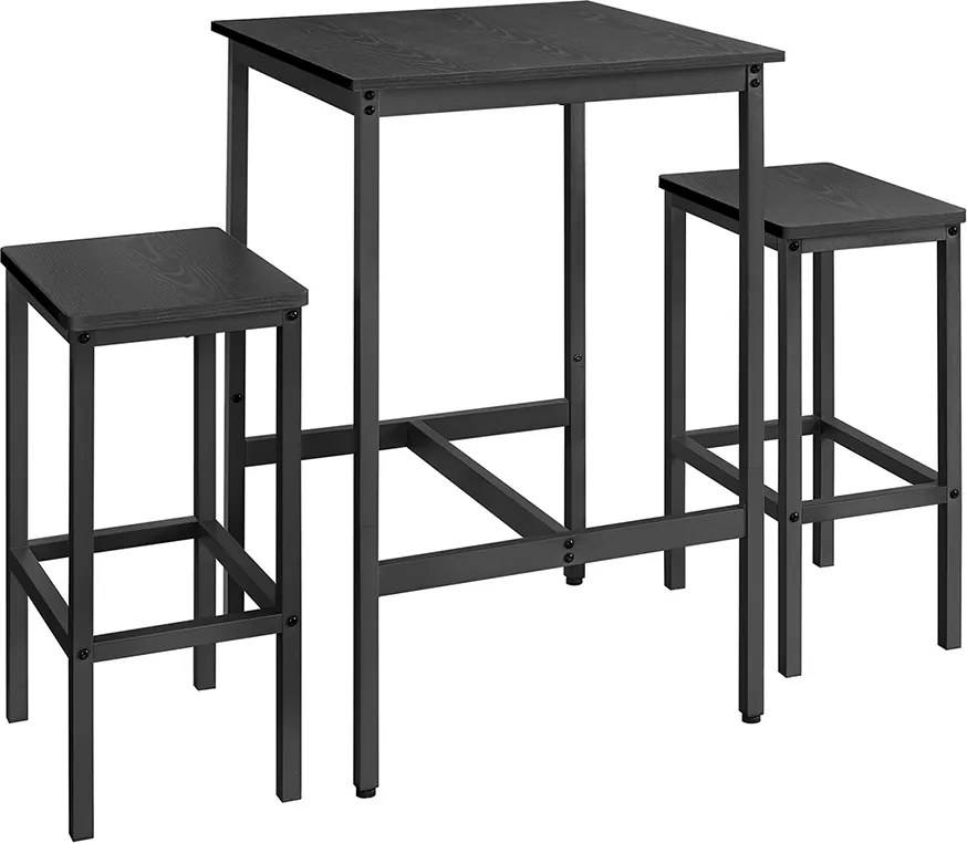 Mesa de bar com 2 cadeiras para cozinha em Preto