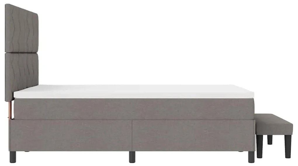 Cama Box Spring com Colchão e Banco Taupe 140x190 cm Tecido