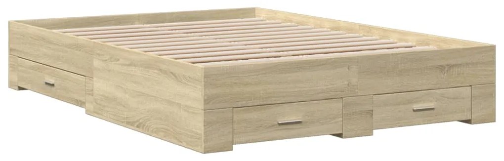 Estrutura de cama c/ gavetas derivados madeira carvalho sonoma