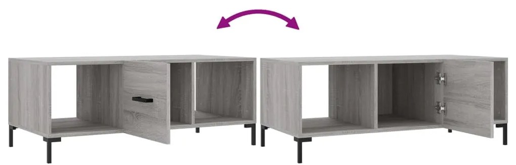 Mesa de centro 102x50x40cm derivados de madeira cinzento sonoma